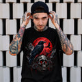 Gothic Raven Skull T-Shirt – Red Moon Dark Horror Graphic Tee