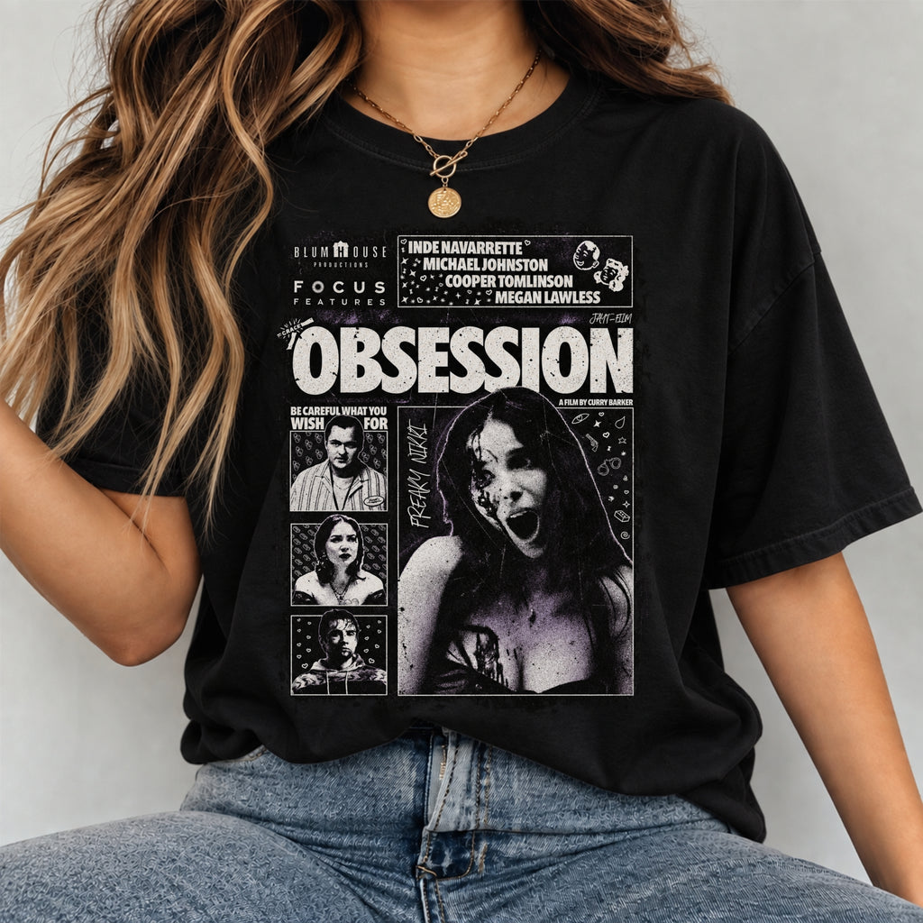 Vintage OBSESSION Movie T-Shirt, Frowning Nikki Graphic Tee, Gothic Horror Tee