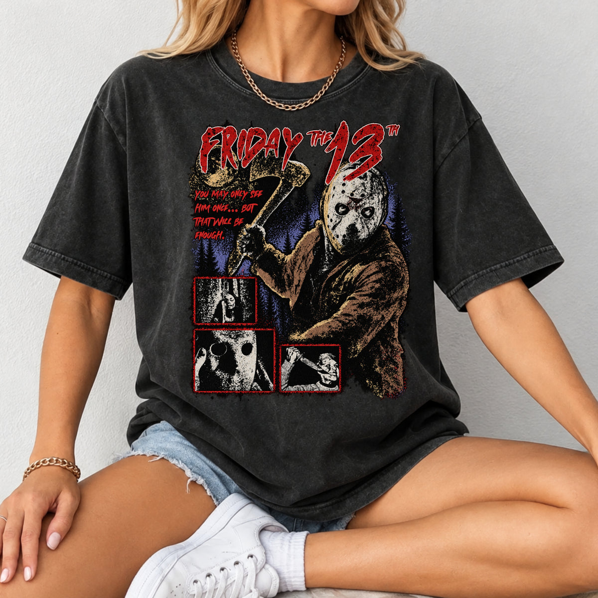 Vintage Slasher Horror T-Shirt – Black Gildan 5000 Graphic Tee