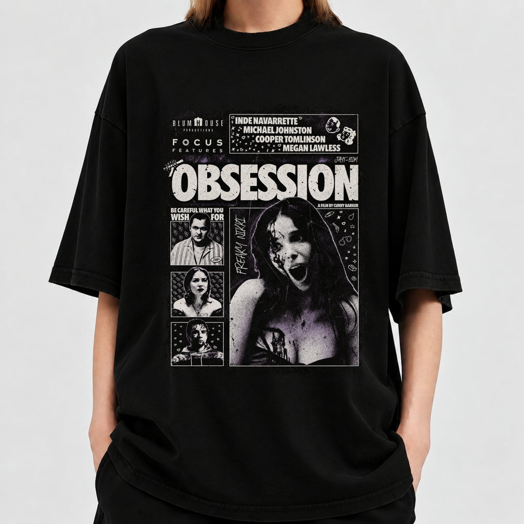Vintage OBSESSION Movie T-Shirt, Frowning Nikki Graphic Tee, Gothic Horror Tee